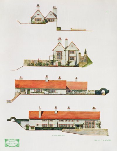 Ontwerp voor een klein landhuis, begin 1900 door Charles Francis Annesley Voysey